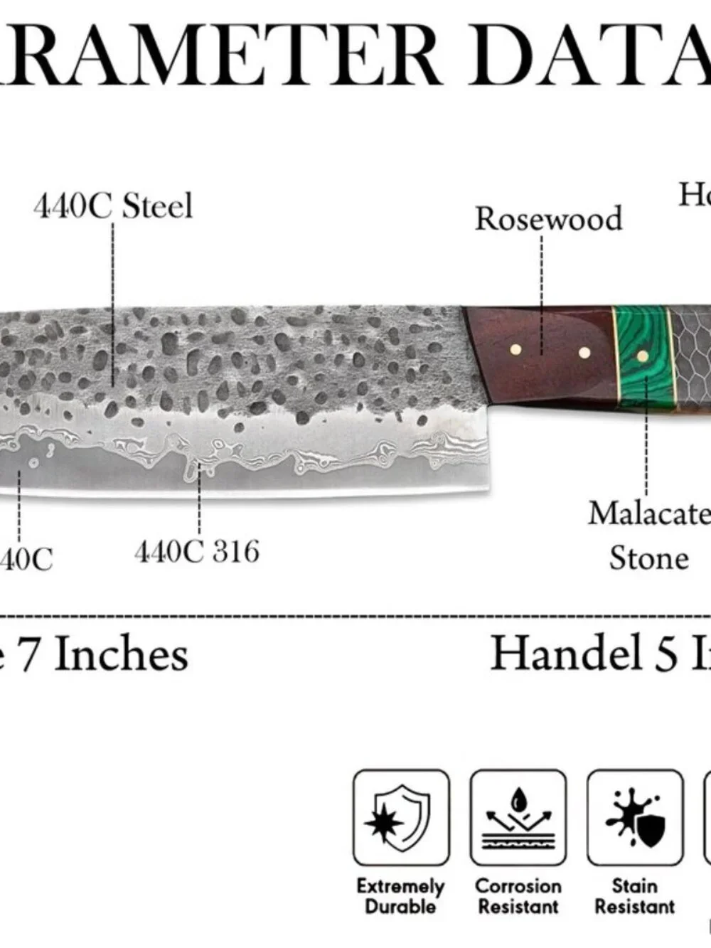 Handmade Damascus Style Chef Knife Wood Handle Kitchen Knife